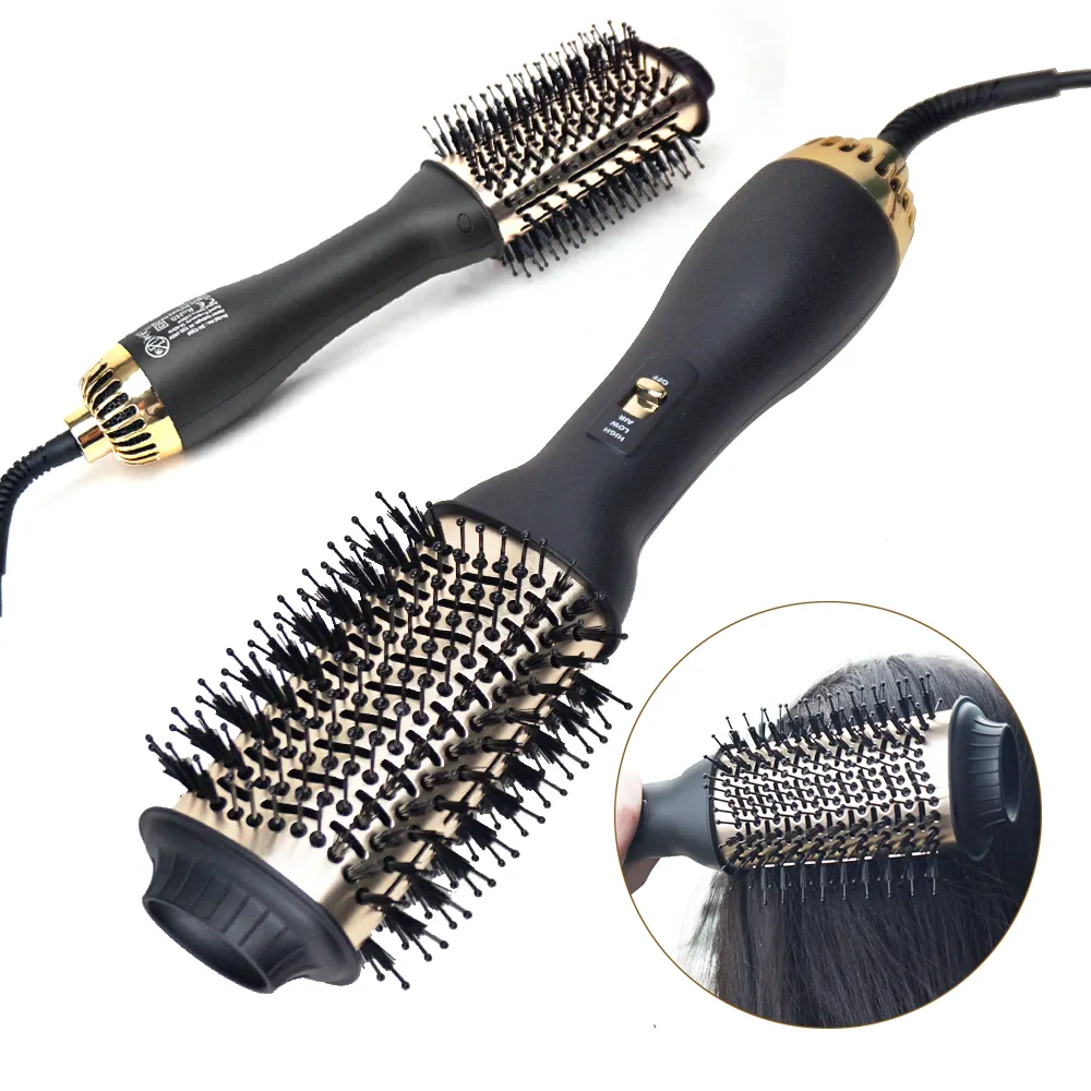 One-Step Hot Air Brush Drying Straightening Volumizing Hair Dryer and Hair Styler New Black Golden Hair Curler Brush