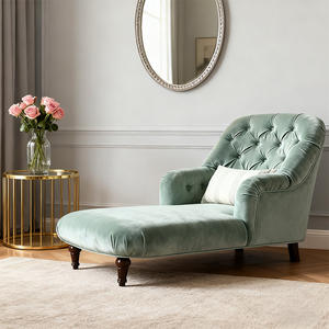 Mỹ Phong Cách Đất Nước Tufted Chenille Chaise Phòng Chờ Ghế Rắn Gỗ Chân Cổ Điển Nhà Giọng Ghế Cho Phòng Khách - Product Image 2