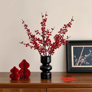 Vase en verre de style chinois avec motif de fruits de la fortune artificiels pour décorations de mariage et de maison neuve - Product Image 5