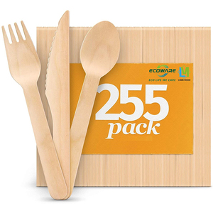 Custom Reusable Birchwood Cutlery Sets Food Grade Eco-Friendly Wooden Tableware <b>Wrap</b> <b>for</b> Party <b>Wedding</b> Restaurant Supermarket - Product Image 1