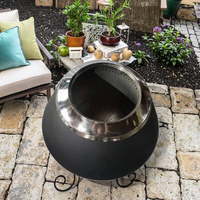 Barbecue portable moderne en acier haute température avec pieds démontables, support à bûches et pique à bois pour brûlage de bois en extérieur