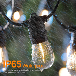 Guirnalda de Luces Solares con Bombillas S14 de 40ft 49ft 64ft, Luz Blanca Cálida Impermeable para Decoración de Jardín, Fiestas y Navidad - Product Image 4