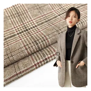 Stock Flannel Fleece fabric 30% wool 290GSM single side coat suit plaid fabric