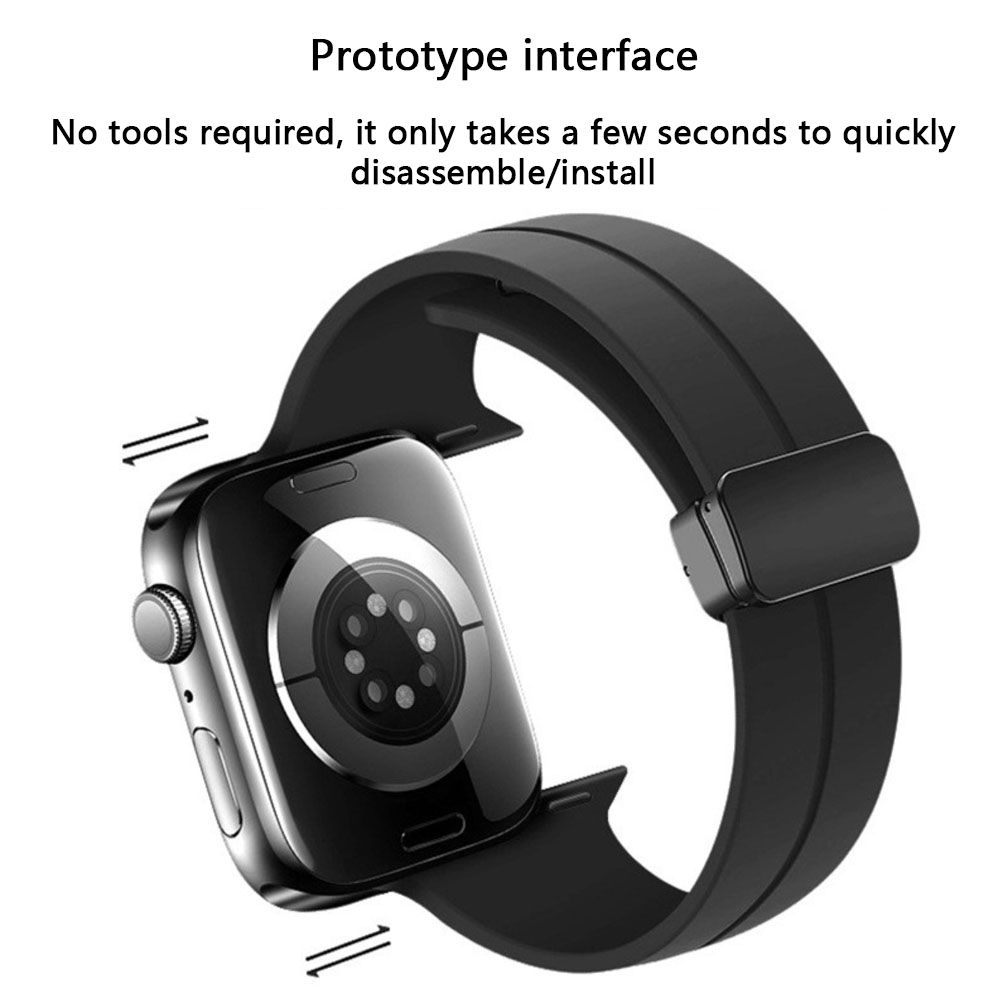 Rubber Watch Strap for Iwatch 11 10 9-1 Ultra, Adjustable Foldable Magnetic Buckle Silicone Watch Band for Apple 38-49mm