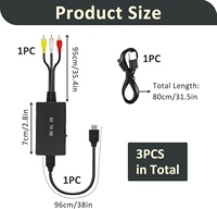 Convertisseur RCA mâle vers HDMI 1080P, adaptateur AV composite vers HD, prend en charge PAL/NTSC pour VCR/VHS/Xbox/PS1/STB