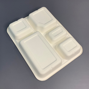 Assiettes de bagasse de canne à sucre à <span class=keywords><strong>5</strong></span> <span class=keywords><strong>compartiments</strong></span> Conteneur de boîte de restauration rapide <span class=keywords><strong>Plateau</strong></span> de <span class=keywords><strong>repas</strong></span> écologique - Product Image 3