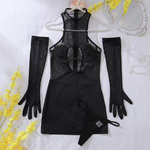 Conjunto de lencería sexy sin mangas para mujer con nuevo diseño de moda, conjunto de lencería transparente con cuentas en forma de corazón. - Product Image 6