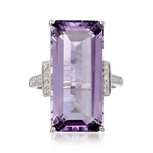 Huitan Gorgeous Luxury 925 Silver Plating CZ Rings Noble Engagement Women Big Square Amethyst Gemstone Rings