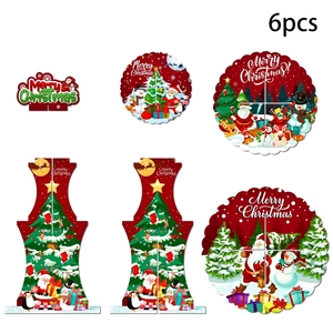 Petit porte-gâteau de Noël de bureau avec décorations de rennes et de Père Noël, parfait pour la présentation de bonbons de fête et la décoration de table - Product Image 6