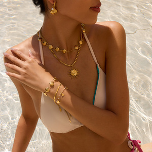 Pulsera de Cadena con Diseño Geométrico, Chapada en Oro de 18K, Acero Inoxidable, Joyería Unisex, Origen Yiwu - Product Image 3