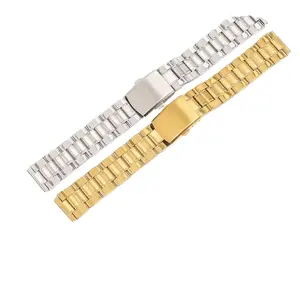 Groothandel Horloge Metalen Band Met Gouden En Zilveren Dubbele Knoopsluiting 12-22Mm Horloge Accessoire Vervangende Band