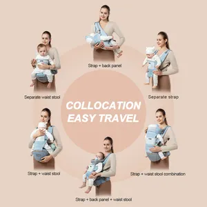 Walkers And Carriers 2024 Amazon Top Seller Baby Carriers With Hip Seat Wholesale 9 In 1 Cotton Baby Wrap Carrier Backpack For Newborn