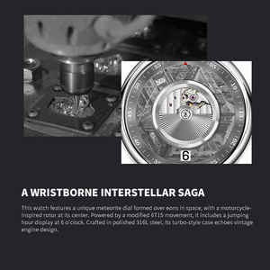 Relojes Automáticos Mecánicos Miyota 6T15 con Hora Saltante, Esfera de Meteorito, Bajo MOQ, Personalización de LOGO y Diseño, Fábrica de Relojes de Pulsera OEM - Product Image 3