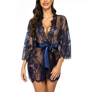 Groothandel sexy dames pyjama's kant kimono badjas babydoll lingerie mesh nachthemd S-5XL - Product Image 2