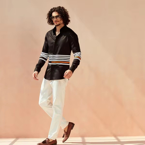 Camisas Casuales de Algodón 100% para Hombre, Color Negro, Estilo Camaro, con Cuello Abotonado, Manga Larga, Transpirables y de Secado Rápido para Verano, Servicio OEM - Product Image 1