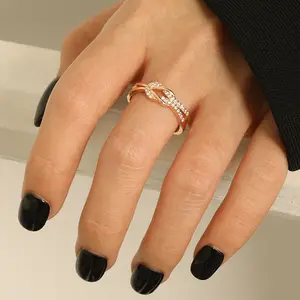 Rainbowking s925 argent amour amitié bague nouée bague en diamant femme simple conception de niche sens de la bague de bijoux fins