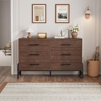 Commode moderne en bois à 6 tiroirs, organisateur de table, meubles de chambre à coucher avec rangement pour le salon