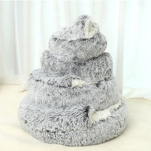 سرير كلاب دونات فاخر فاخر ناعم مهدئ للبيع بالجملة أريكة كلاب بيضاء وردية مخملية فاخرة أسرة حيوانات أليفة مستديرة للقط عش كهف - Product Image 4