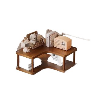 Étagère d'angle de bureau en bambou, 2 niveaux, organisateur de rangement multi-couches pour la maison, le bureau, la cuisine, style moderne - Product Image 5