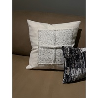 Coussin décoratif de luxe moderne en laine ciselée pour canapé, coussin carré en peluche avec broderie géométrique abstraite pour chambre à coucher