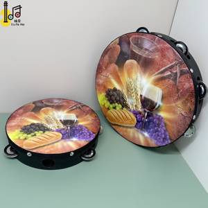 Tambourin en bois personnalisé de 8 pouces et 10 pouces, instruments de musique à main, <span class=keywords><strong>percussion</strong></span>, tambourin pour adultes, tambourin en bois - Product Image 4