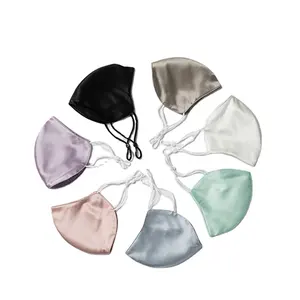 厂家定制可调节真丝面罩透气可洗2层100% 纯桑蚕丝面罩