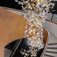 Lustres sur mesure pour hôtel, grands lustres à LED, luminaires suspendus, luminaires de plafond, lustres en forme de feuilles de Ginkgo pour villa, hall d'escalier