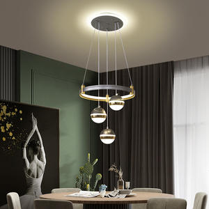 Modern Circle Rings Metal Acrylic Ball Pendant Lights for Kitchen <b>Dining</b> <b>Table</b> Remote Control for Bedroom Hanging - Product Image 5