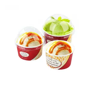 3-26oz Customized Printing Degradable Paper Ice Cream Cup with Lid