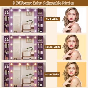 WenFeng OEM/ODM Coiffeuse moderne avec plateau en verre violet, miroir éclairé RGB <span class=keywords><strong>à</strong></span> 3 modes de changement de couleur, tiroirs, pour salle de bain, intelligente - Product Image 5