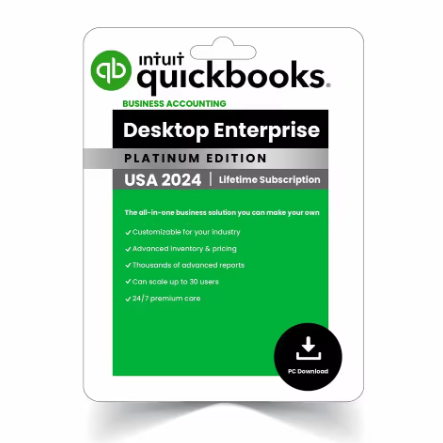 QuickBooks Desktop Enterprise 2024 | 1 User | US Version | Premier Plus | Advanced Inventory | No Payroll | Book Brand | Made