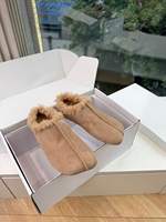 Mules sabots pour femmes à dessus en tissu bouclé, bordure en peluche bouclée, bout rond, semelle épaisse, à enfiler, pour l'automne et le quotidien