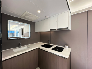 บ้านแคปซูลทรงกลมพร้อมหน้าต่างพาโนรามา บ้านสำเร็จรูปเคลื่อนย้ายได้ โรงแรมเคลื่อนที่ ป้องกันน้ำและฉนวนกันความร้อน บ้านพักแกลมปิ้งทันสมัยสำหรับรีสอร์ท วิลล่า 360 - Product Image 2