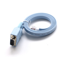 Kabel Serial RS232 OEM/ODM DB9 9 Pin ke RJ45 8P8C Biru Pipih untuk Konsol, Router, Switch, dan PLC Cisco