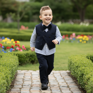 Costume de maternelle personnalisé en gros pour enfants : Costume de gentleman en coton pour bébés garçons - Product Image 1