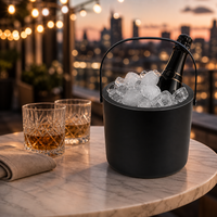 Seau à glace isotherme double paroi 3L en acier inoxydable avec pelle à glace et pinces, anti-fuite, pour fêtes, bars, cocktails, vente en gros, OEM