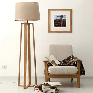 Hot Selling Standing Lamp Modern Fabric Shade Hotel Bedroom Modern Corner Fancy Wooden Led Floor Lamp For Living Room