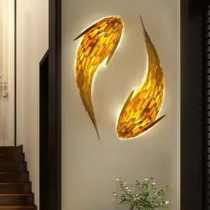 Lámpara de Pared LED de Bambú Moderna Nórdica, Decoración de Pared Tejida a Mano con Forma de Pez para Restaurante, Hotel, Villa, Iluminación Interior - Product Image 1