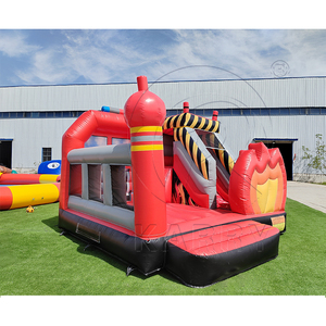Commercial Use <b>Inflatable</b> Fire Truck Hupfburg Bouncer Jumping Castle Bounce <b>House</b> with Slide for Kids and Adults - Product Image 1