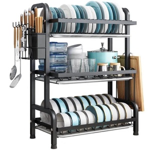 Stainless Steel Kitchen Dish Draining Rack Tableware Storage Rack Household Multi-functional Kitchen Storage Rack