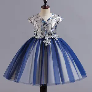 New Fashion Style Kinder Prinzessin Kleid Kurzarm Eine Linie Kleid Blumen Mädchen Gesamt kleider