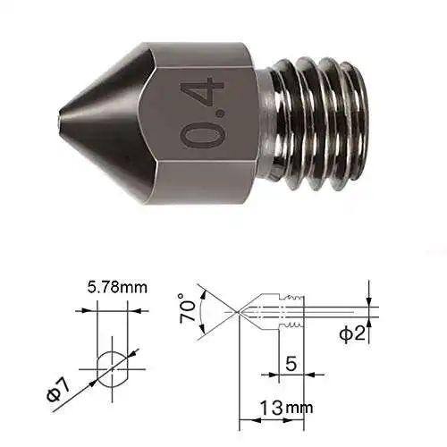 MK8 Hardened Steel Nozzles For CR-10, Ender 3/ V2 Ender3 pro, Prusa i3 0.2mm, 0.3mm, 0.4mm, 0.5mm, 0.6mm, 0.8mm, 1.0mm