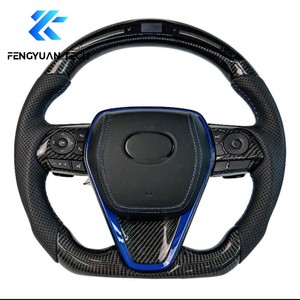 Volant en cuir personnalisé Alcantara en fibre de carbone forgée pour <span class=keywords><strong>Toyota</strong></span> Camry 8 8e génération Xv70 Corolla Alio Hybrid 2018 sans airbag - Product Image 1