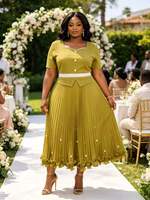 Robe longue plissée Miyaki élégante et décontractée pour femme, grande taille, couleur unie, style africain, haute qualité