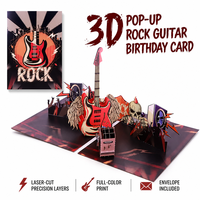 Carte de vœux 3D personnalisée Winpsheng avec guitare électrique, cadeau d'anniversaire
