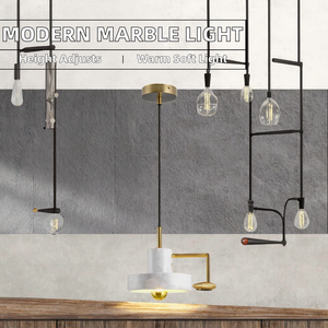 <b>Modern</b> Adjustable Height Pendant <b>Lights</b> with Wabi-sabi Marble Stone for Kitchen Island & Bedroom <b>Ceiling</b> - Product Image 5