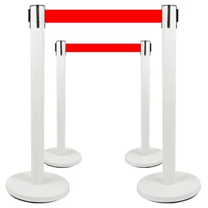 Stainless Steel Q Manager Queue Line Crowd Control Barrier Retractable Belt Traffic Barrier Queue Stand