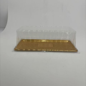 Scatola per Alimenti in PET Riciclato con Logo Personalizzato, Contenitore Rettangolare Grande Dorato Trasparente per Confezionamento di Torte, Uvetta, Toast e Prodotti da Forno - Product Image 2