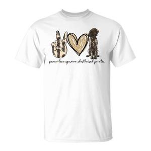 Camiseta Peace Love German Shorthaired Pointer Dog Lover para adultos, unisex, cuello redondo, manga corta, impresión digital - Product Image 1