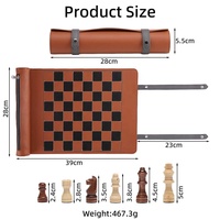 Jeu d'échecs de luxe en cuir PU avec logo personnalisé, pièces magnétiques, nouveau design, plateau portable, jeu de société enroulable pour les voyages et le divertissement